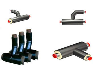 預(yù)制直埋保溫管件主要包括保溫彎頭、保溫三通、保溫異徑管等。采用的是聚氨酯泡沫的保溫技術(shù)。聚氨酯泡沫具有良好的機(jī)械性能和絕熱性能，通常情況下可耐溫120℃，通過(guò)改性或與其它隔熱材料組合可耐溫180℃。預(yù)